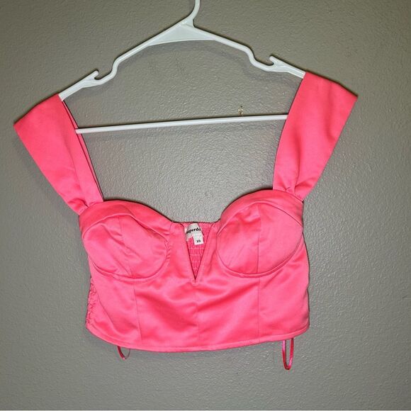 Revolve Superdown Coralia neon hot pink bustier top women’s size XS - Picture 3 of 7